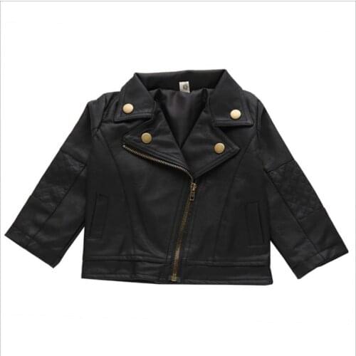Fashion Autumn Winter Children Girls Boys PU Coats Jackets Casual Kids Turn-down Collar Jacket Coat 2-7Yrs