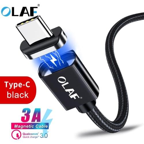 OLAF 3A Magnetic USB Type C Cable Fast charging For Samsung S8 S9 Plus Note 8 9 USB C data charger cable for huawei P20 lite pro