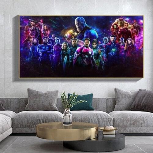 Marvel Movie Canvas Avengers Captain America Iron Man Canvas Poster Cartoon Canvas Paintings Spiderman Wall Art for Living Room