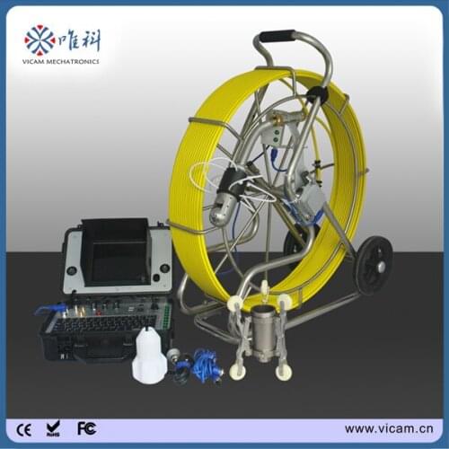 Vicam mechatronics 60m to 120m cable reel skids camera 360 battery drain pipe inspection robot camera for sewer V8-3288PT-1