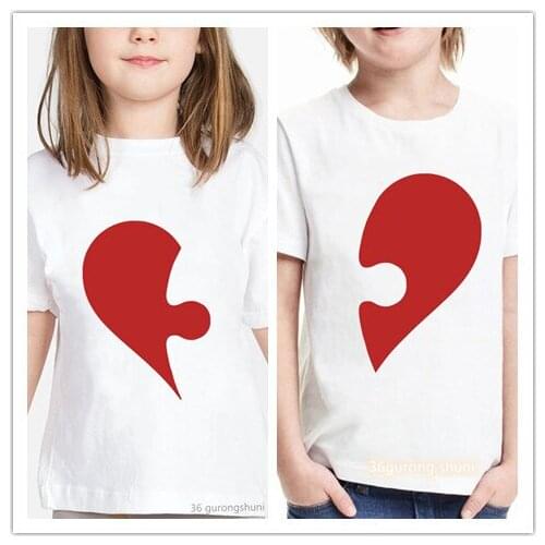 Fashion kids tshirt interesting puzzle Custom name print sisters clothing twins clothing t-shirt for boys/girls universal tops