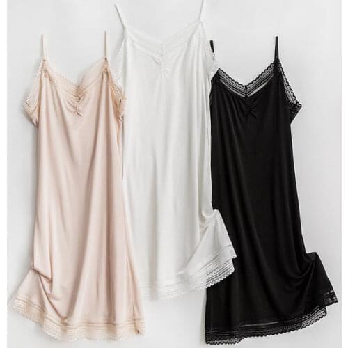 Womens 50% Silk 50% Viscose Knit Full Slip Nightdress Sleepwear Chemise Adjustable Straps TG109