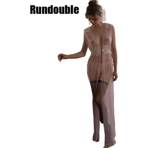 Sexy Woman Transparent Long Sleeveless Satin Lace Nightdress Bodysuit Lady Backless Lingeries Nightwear For Women Home Clothes