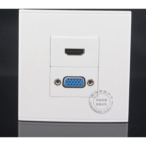 Wall Socket Plate 2 Ports One Port VGA Elbow insert panel & HDMI Socket Panel Faceplate Outlet Adapter 86*86mm