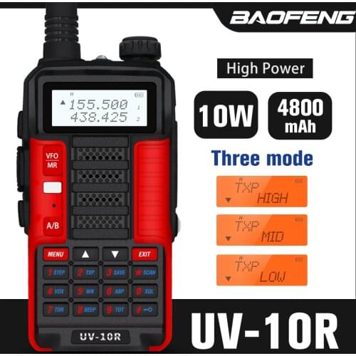 New Baofeng Walkie Talkie UV-10R Ham Radio HF Transceiver 10W Two-Way Radio Dual Band UHF VHF Portable Hunting Ham Radio UV10R