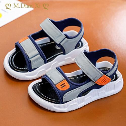 Childrens Baotou Sandals Korean Version of Non-slip Soft Bottom Velcro Small Medium and Big Boys Beach Shoes Baby Sandals