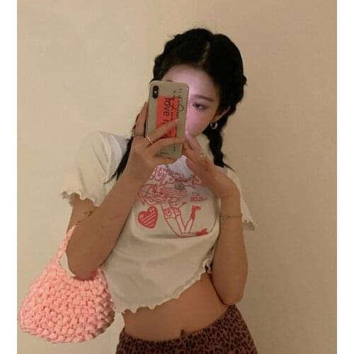 Cute Cupid Angel Print Summer Women Tshirt Hipster Harajuku Graphic Tee T-shirt Cotton Women Tops Short Sleeve Shirt