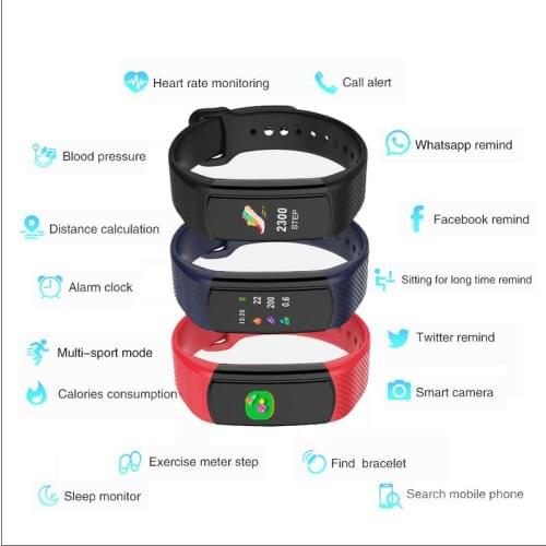 Smart Wristband Multi Fucntion Fitness Bracelet Blood Pressure Heart Rate Tracker Fitband SMS Call Reminder Sleep Monitor