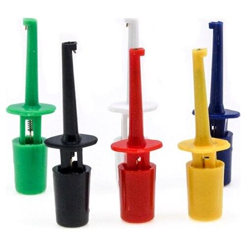 6 color mini single test hook clip test probe for electronic test IC grabber big alligator clip hook test clip repair tool12 pcs
