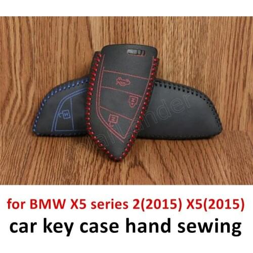 Only Red car styling Hand Sewing Key Protection Auto Smart Key Leather Case Cover for BMW X5 series 2(2015) X5(2015) X6 X1(2016)