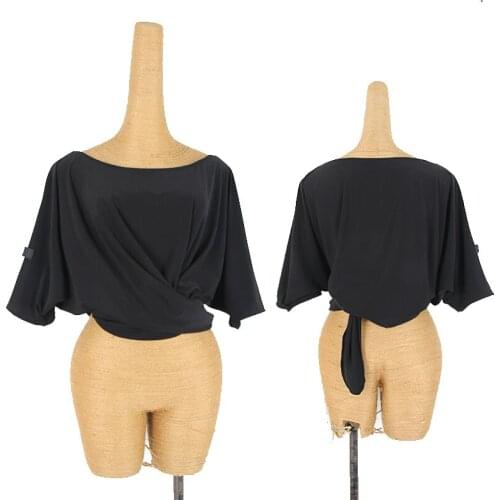 Latin Dance Tops For Women Loose Black Practice Wear Tango Performance Dance Shirt Rumba Samba Salsa Training Clothes DQL4419