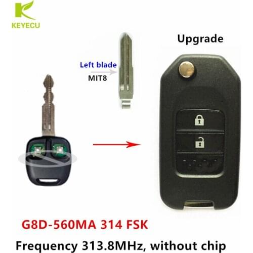 KEYECU Upgraded Flip Remote Key fob for MITSUBISHI Outlander Pajero Airtreck L200 with MIT8 Blade 313.8MHz without Chip
