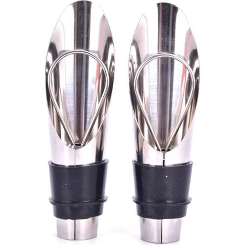 2PCS Stainless Steel Wine Wine Pourer Vacuum Red Wine Cap Sealer Fresh Keeper Bar Tools Bottle Cover Kitchen Accessories