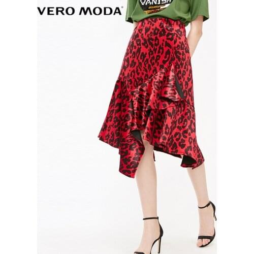 Vero Moda Women Leopard Print Ruffled Irregular Hemline Skirt | 31911G524