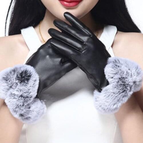 High Quality Glove New Winter Gloves Fashion Solid Color Glove WomenS Plush Mouth Leather Gloves For Ladies