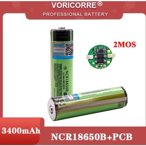 2021 Protected Original 18650 NCR18650B 3400mAh Rechargeable Li-lon battery with PCB 3.7V For Flashlight batteries
