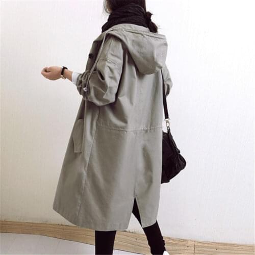2020 New Spring Autumn Large Size Long Trench Coat Women Outerwear Trench Coat Women Casual Loose Black Windbreaker Female HK443