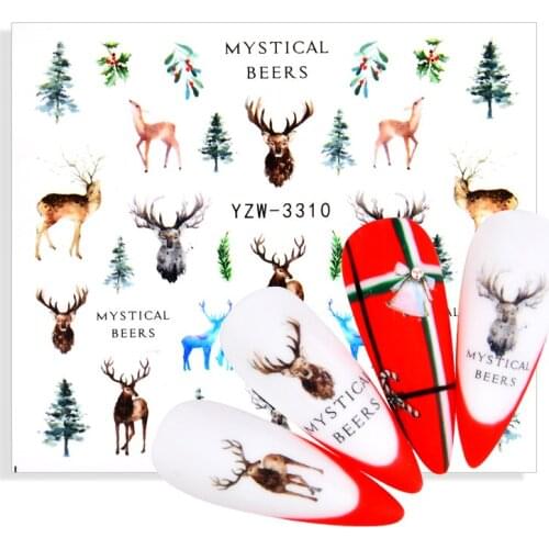 1 Sheet Winter 3D Nail Stickers Wreath Elk Transfer Decals Paper Stickers Christmas Tree Snowflake Slider Decoaration