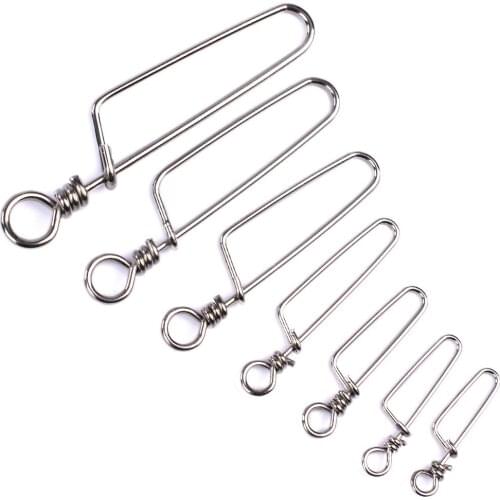 10pcs/lot interlock snap fishing lure tackles winter fishing gear accessories Fishing Connectors Pin Bearing Rolling Swivel