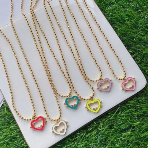10Pcs Fashion Colorful Enamel Heart Crystal Pendant Necklace Luxury Ladies Fashion Clavicle Chain Choker Party Statement Jewelry