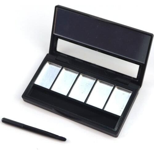 10pcs Empty Eye Shadow Case 5 Grid Cosmetics Organizer Powder Blush Lipstick Container with Aluminum Palettes Pans and Lip Brush