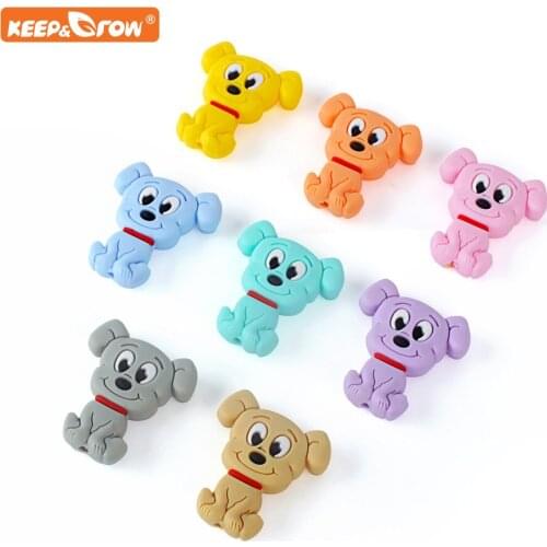 Keep&grow 10Pcs Dog Silicone Beads Baby Products Teething Toys For DIY Jewelry Making BPA Free Mordedor Silicone Beads