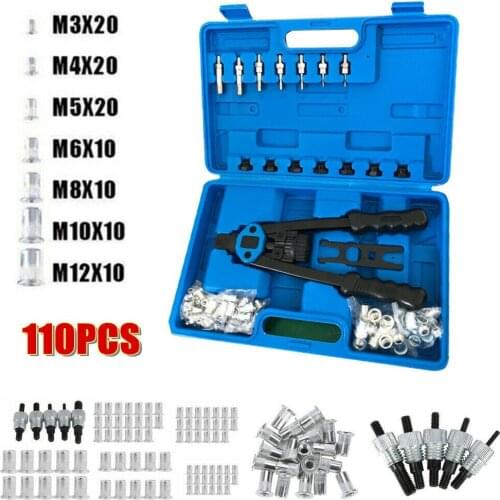 110Pc Manual Rivetting Machine/Riveting Gun Nut Tool M3-M8 Thread Nut Riveting Machine Rivet Kit