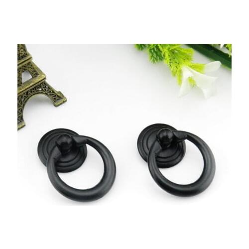 2Pcs Furniture Handle Black Kitchen Cabinets Pull Handle Knobs Drawer Door Ring