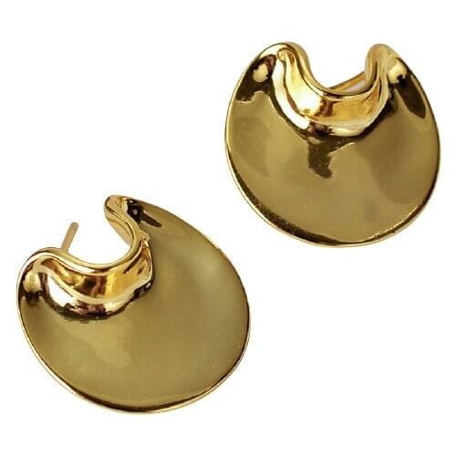 20MM*19.2MM 1Pair Authentic 925 Sterling silver White/Gold Irregular Geometric Big Circle Stud Earrings Fine jEWELRY TLE1232