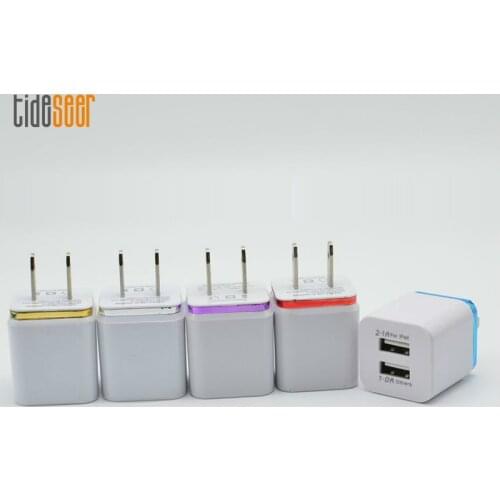 5V 2.1A+1A Double USB AC Travel US Wall Charger Plug Dual 2 Port Home Power Adapter for iPhone HTC Samsung Smart Phone 1000pcs