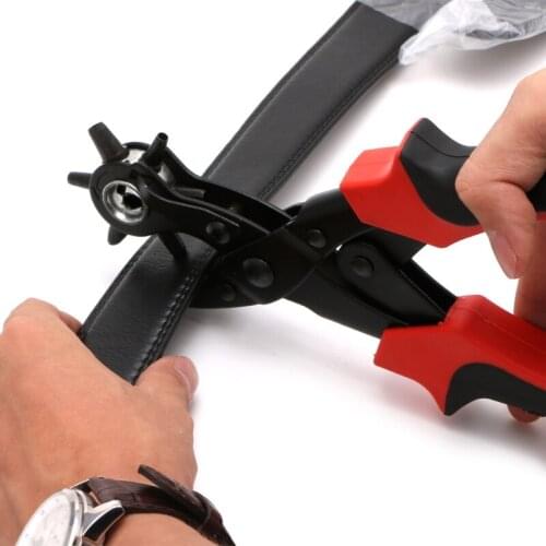 6 Sized Heavy Duty Leather Belt Eyelet Holes Punch Pliers Revolving Hand Punches