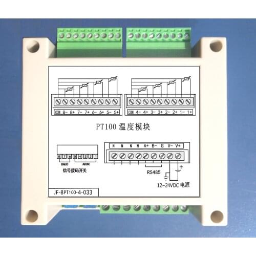 8 Pt100 Temperature Collection Module, Three Line System, Support Modbus-RTU Kingview JF-8PT100