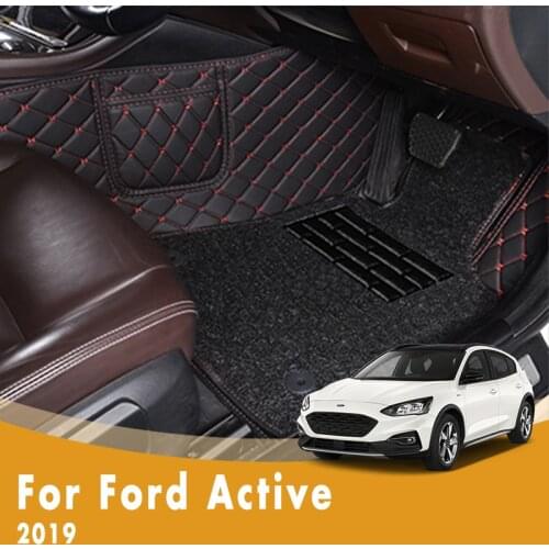 RHD Car Floor Mats For Ford Active 2019 Luxury Double Layer Wire Loop Foot Pads Car Accessories Interior Decoration Carpet Cover