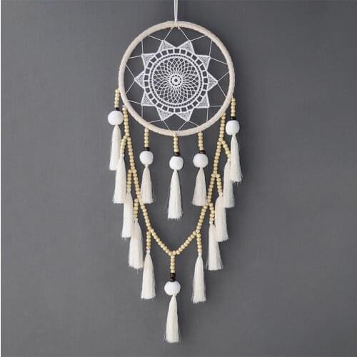 White Large Lace Dream Catcher Home Decoration Wall Hanging Handmade DIY Pompon Tasseled Hanging Decor Wedding Decoration #W0