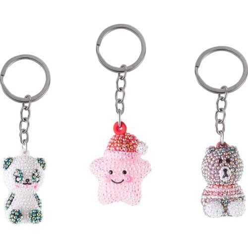 Cute Animal DIY Diamond Painting Keychain Pendant Full Of Diamonds Embroidery Cross Stitch Kit Female Bag Decoration Keyring