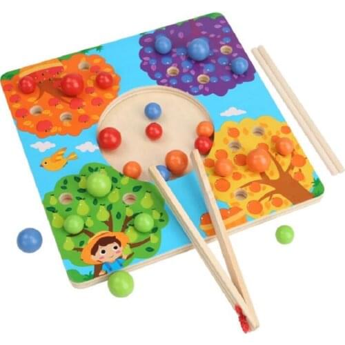 Wooden Educational Montessori Toy Clip Bead Game Toddler Learning Toy Birthday Gift for 3 4 5+ Years Old Up Boys Girls