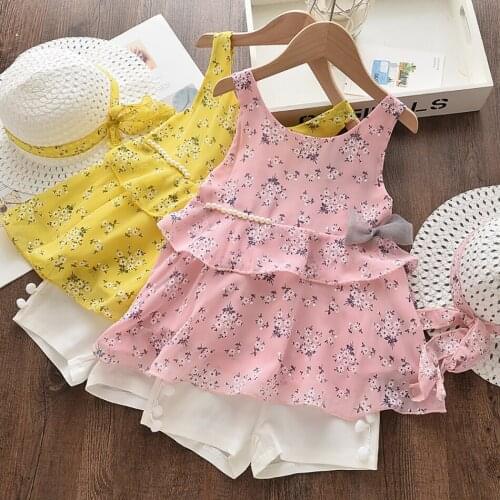 Infant Girls Cotton Sets Summer Children Clothes Casual New Top Shorts 2 PCS Vest And Short For 2-6 Years Kids