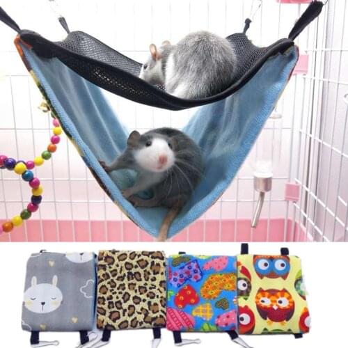Double-Layer Bird Hamster Squirrel Hanging Hammock Nest Pet Cage Sleeping Bed Canvas, Mesh Cloth Hanging Design Comfortable Deco