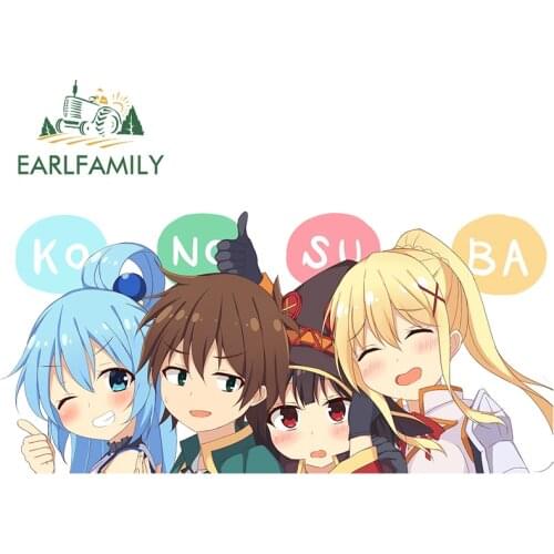 EARLFAMILY 13cm x 6.1cm for Konosuba Aqua Car Stickers Waterproof Bumper Window Custom Printing Scratch-proof Decal Decoration