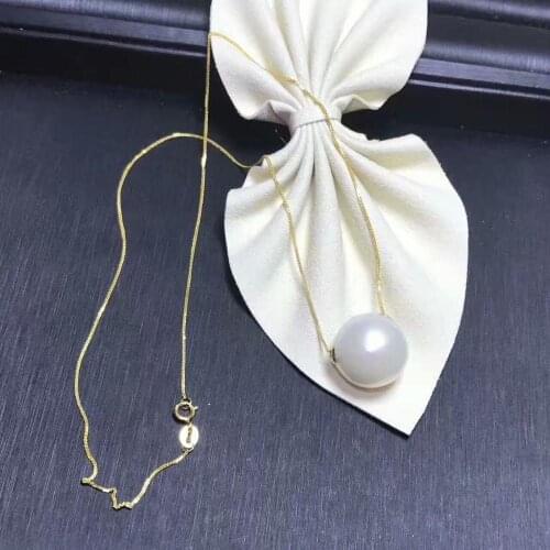 Elegant 14-15mm south sea round whitepearl pendant 14k/20
