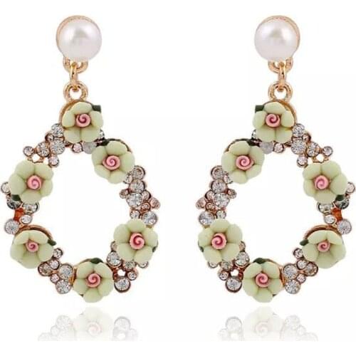 Europe and America Fashion Jewelry Vintage Baroque Earring Multi Colors Beads Gold-Color Pearl Earrings For Women