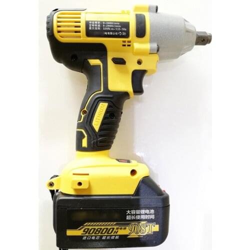908VF 90800mAh Powerful Cordless Electric Impact Wrench G-un 1/2'' Driver 320Nm with Rechargeable Li-ion Battery