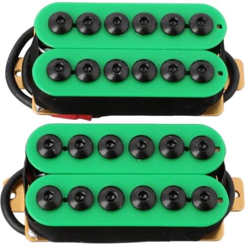 2Pcs Double Coil Electric Guitar Humbucker Pickup Bridge&Neck Ceramic Magnet Invader Style Punk Green