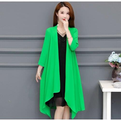 Plus Size 5XL Ladies Thin Long Jacket Summer Long Sleeve Casual Cardigan 2020 New Plus Size Gauze Coat Outerwear Womens Jackets