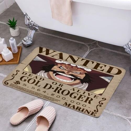 Gol D Roger Wanted Poster 3D Print Doormats Rectangle Non-Slip DoorMat Bedroom Kitchen Entrance Print Door rugs Dropshipping
