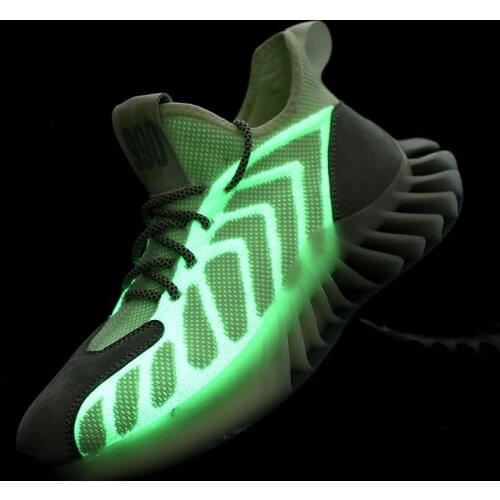 Fashion Running Shoes Men Breathable Reflective Blade Sneakers Men Damping Sock Shoes Male Jogging Trainers Thick Sole Sneakers