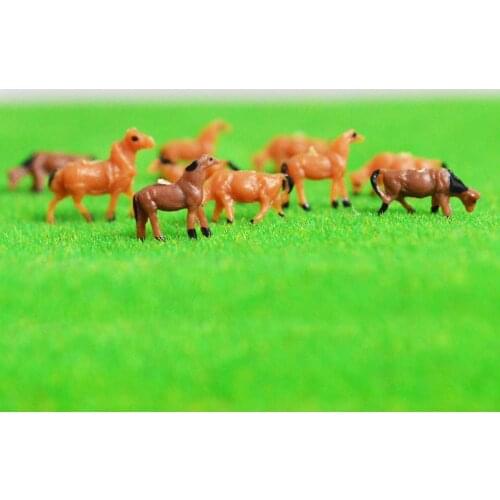 1:150 Scale Model Painted Brown Horses For Diorama Miniature Model Prairie Animals Landscape Layout
