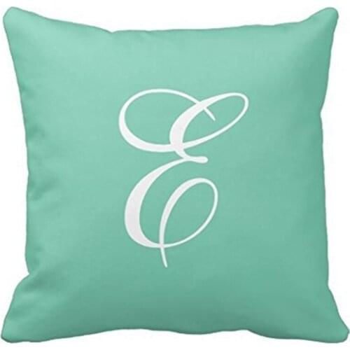 Trendy Mint Green And White Monogram Throw Pillow Case 18" * 18"