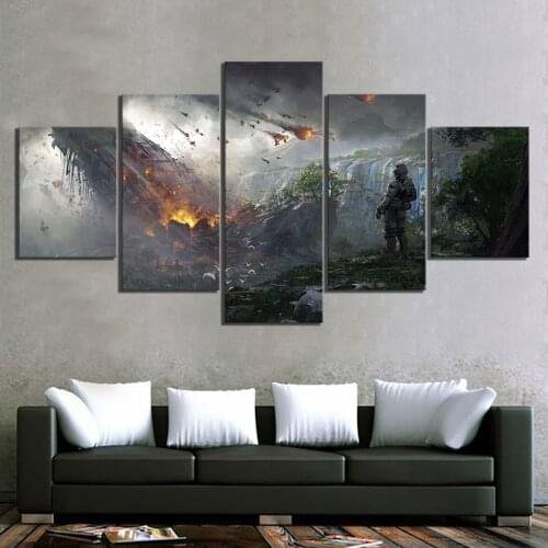 Modular Pictures Wall Art 5 Piece Video Games Poster Soldier Canvas Painting Simple Prints Home Baby Room Decoration Frame
