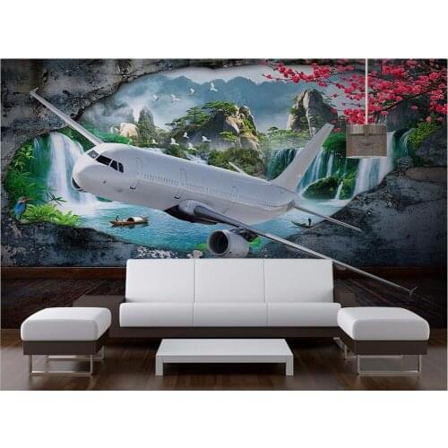 Custom photo mural 3d wallpaper Aircraft navigation scenery decor painting 3d wall mural wallpaper for living room walls 3 d